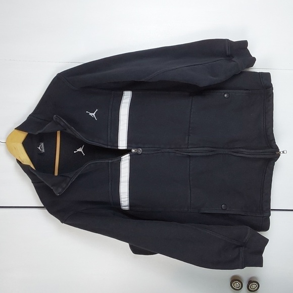 Air Jordan Black Full Zip Sweatshirt Jacket Pockets Excellent con. Mens Sz.M - Picture 1 of 14